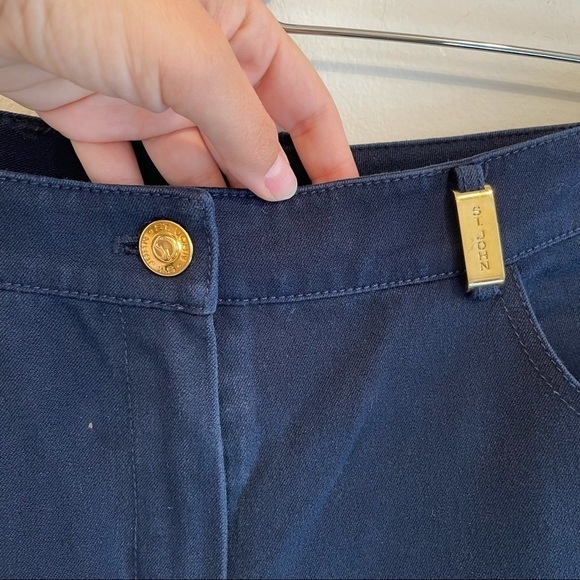 St. John Navy High Rise Cotton Pant 6 - Picture 2 of 11